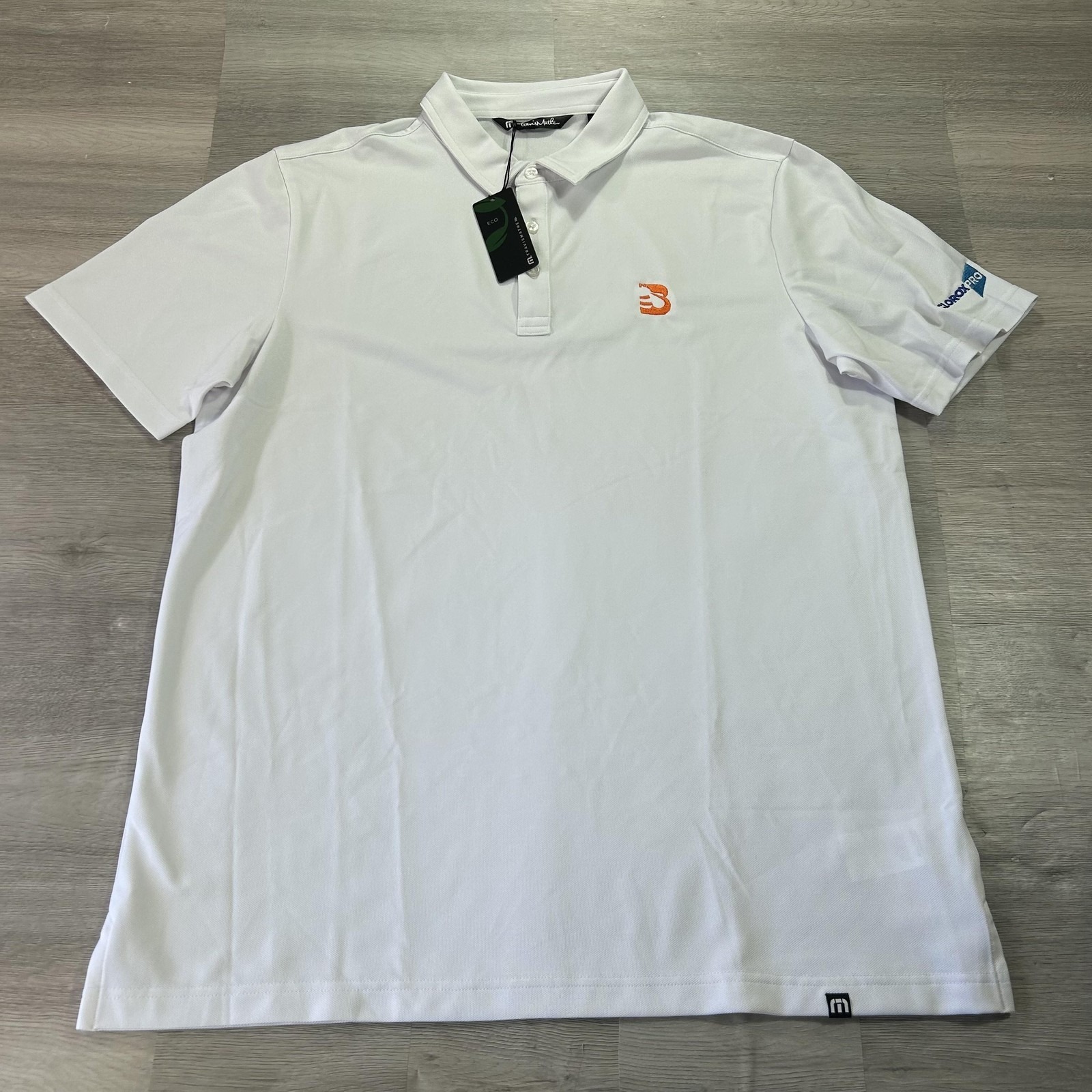 New Travis Mathew Polo Shirt Mens Large White Tm Cabana Solid Golf Eco Stretch